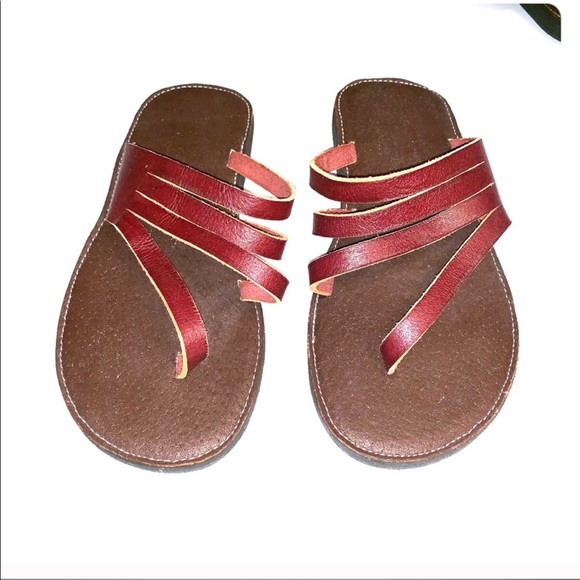 Handmade Hippie Flips Flops/Sandals Brown Size 6 - Picture 1 of 4